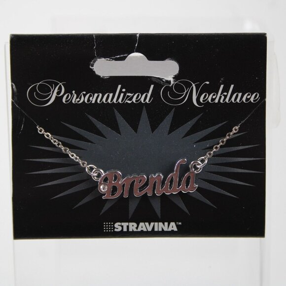 BRENDA Name Silvertone Rhinestone 14.5" w 4.5" Multi Ring Ext Necklace - Picture 3 of 12